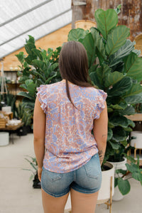 Bohemian Floral Ruched Sleeve Blouse