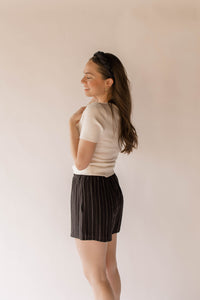 Striped Linen Blend Shorts