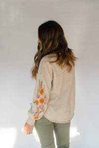 EMBROIDERED GARMENT WASHED PULLOVER