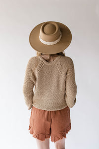 Taupe Crochet Detail Textured Sweater