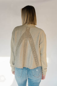Drape Front Crochet Trim Crop Jacket