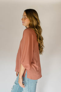 OVERSIZED BALLOON SLEEVE BLOUSE WITH SIDE SLITS