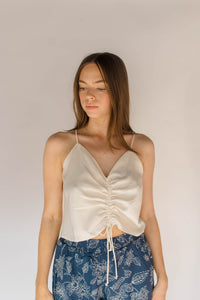 Washed Satin Cinched Front Cami