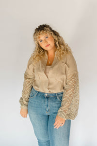 Hallie Gauze Crochet Sleeve Shirt